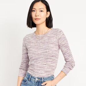 *3 FOR $9* Old Navy Ribbed Y2K Marled Long Sleeve Plush Tee Shirt Wild Current S